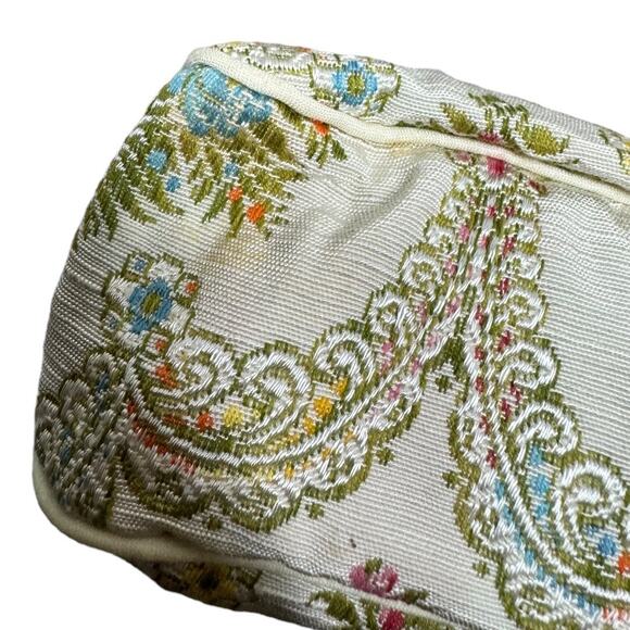 Vintage Celebrity Tapestry Floral Makeup Cosmetic Bag Mirror Small Coquette Flaw - Picture 10 of 12